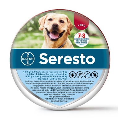 Afbeeldingen van Seresto vlooien en tekenband grote hond