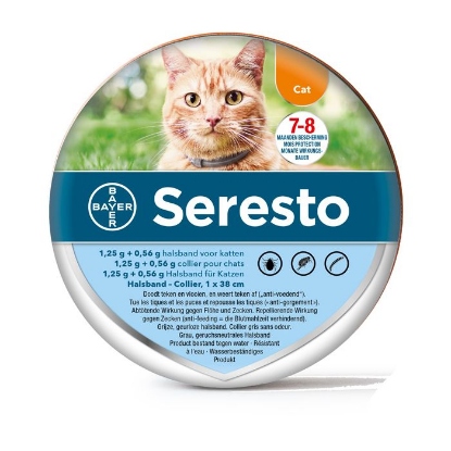 Afbeeldingen van Seresto vlooien en tekenband kat