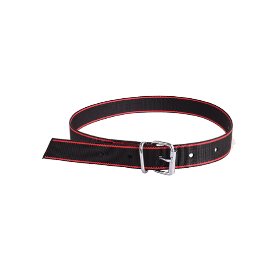 Afbeeldingen van Koehalsband zwart rood met tonggesp 130 cm