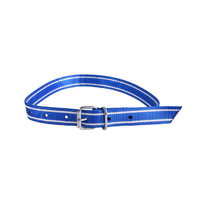 Afbeeldingen van Koehalsband blauw wit met tonggesp 130 cm