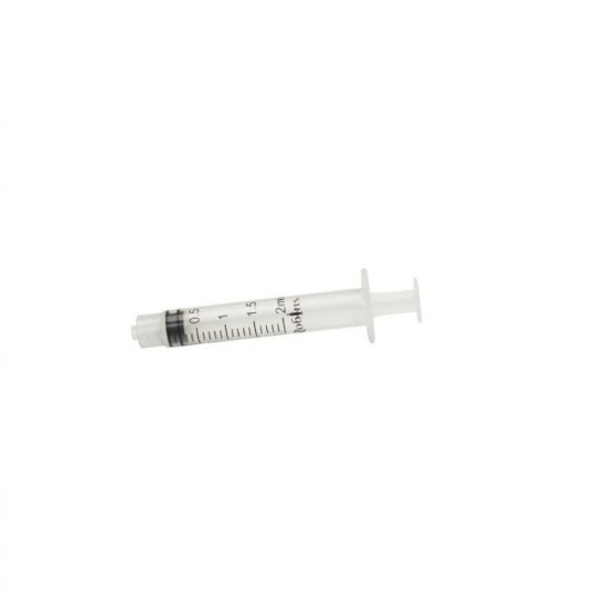 Afbeeldingen van Wegwerpspuit Robins luer lock 2 ml 3-delig
