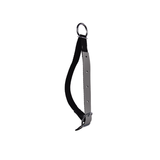 Afbeeldingen van Schapenhalsriem 70cm zwart nylon met leer en ring