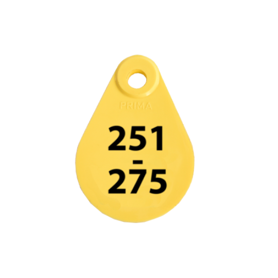 Afbeeldingen van Nekplaatje geel 251-275