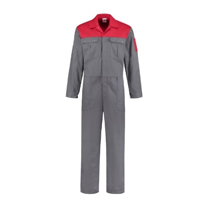 Overall drukknoppen 100% Katoen - Grijs/Rood
