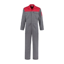 Afbeeldingen van Overall 2-kleurig 100% Katoen - Grijs/Rood - mt. 51