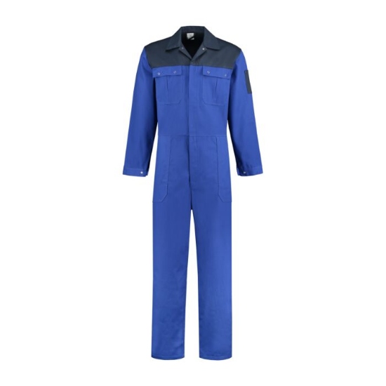 Afbeeldingen van Overall 2-kleurig 100% katoen - Korenblauw/Navy - mt. 50