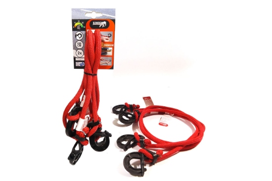 Afbeeldingen van Bagagebinder Bungee 100 cm met verstelbare haken duopack
